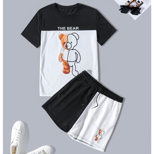 Short & T-shirt à blocs de couleurs dessin animé - SHEIN - Modalova