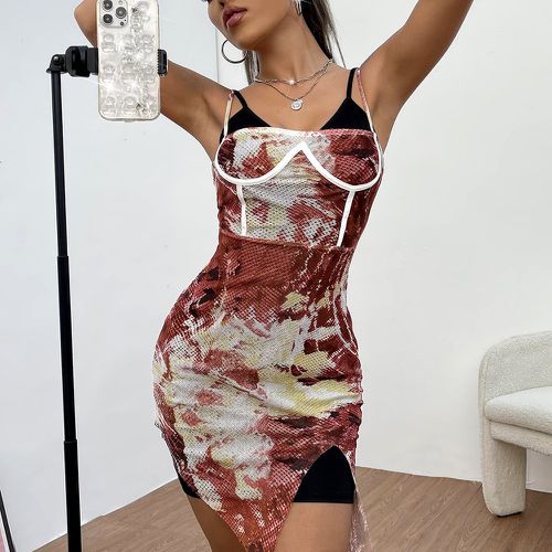 Robe moulante tie dye asymétrique en tulle avec doublure - SHEIN - Modalova