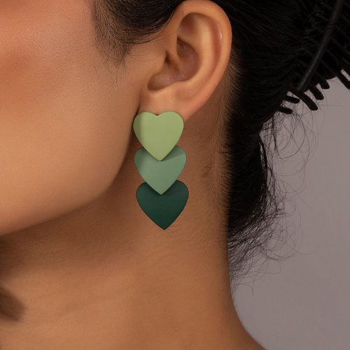 Pendants d'oreilles à blocs de couleurs cœur - SHEIN - Modalova