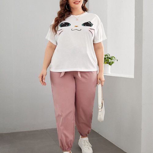 T-shirt à dessin animé & Pantalon à taille froncée ceinturé - SHEIN - Modalova