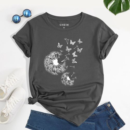 T-shirt pissenlit et à imprimé papillon - SHEIN - Modalova