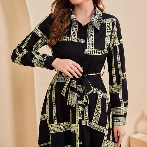 Robe chemise baroque & à imprimé géométrique ceinturé - SHEIN - Modalova