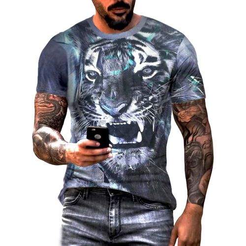 Homme T-shirt à imprimé tigre 3D - SHEIN - Modalova