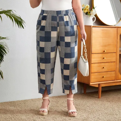 Pantalon à imprimé patchwork - SHEIN - Modalova