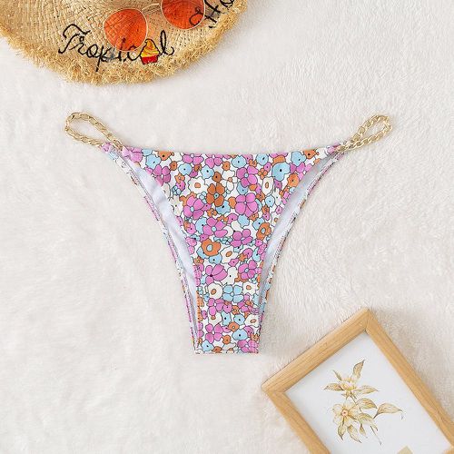 Bas de bikini floral aléatoire à imprimé à chaîne - SHEIN - Modalova
