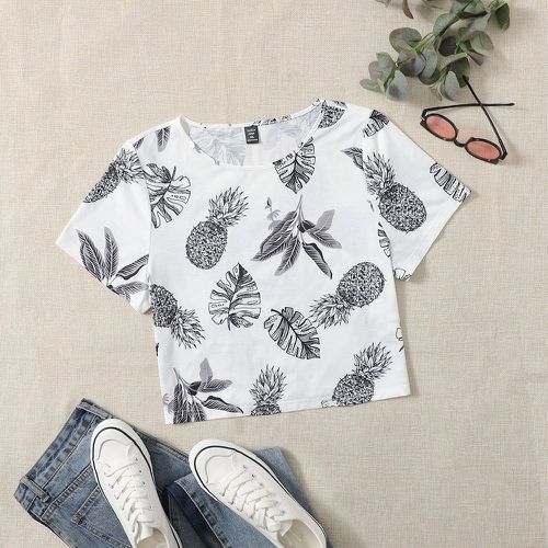 T-shirt à imprimé ananas et tropical - SHEIN - Modalova