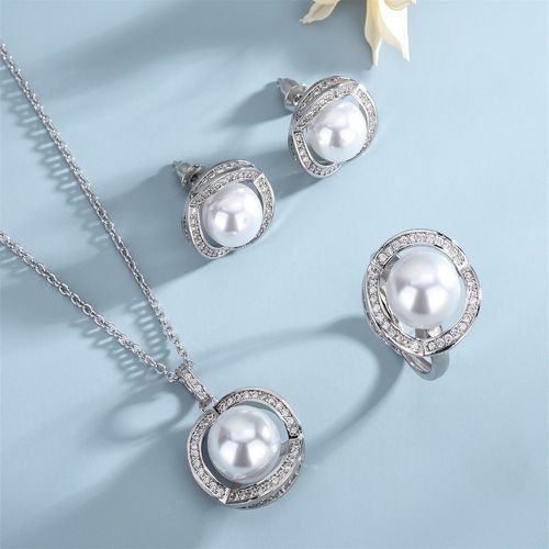 Pièces Set de bijoux à fausse perle à zircone cubique - SHEIN - Modalova