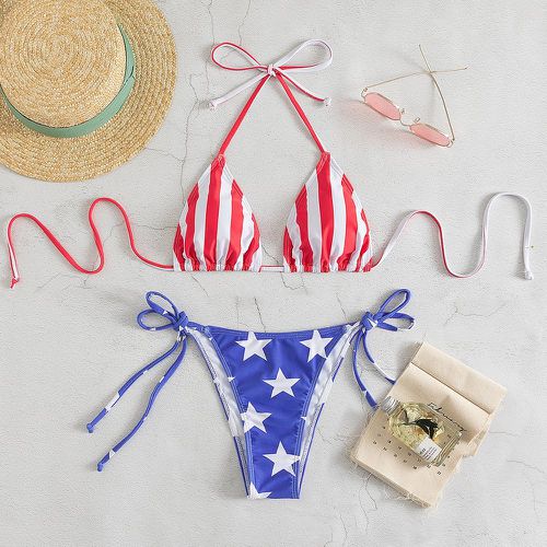 Bikini drapeau américain ras-du-cou triangulaire à nœud - SHEIN - Modalova