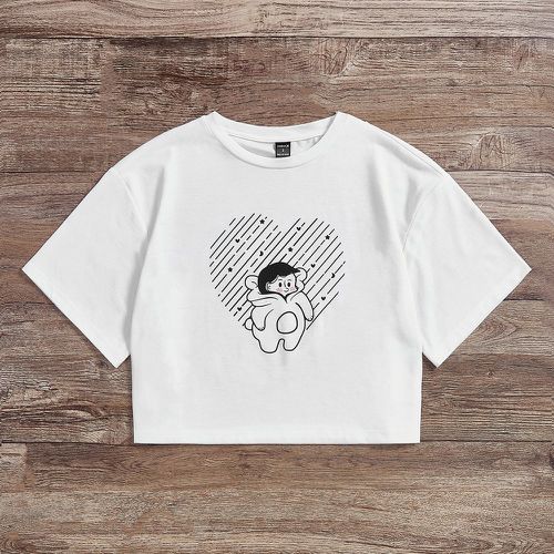 T-shirt à motif cœur et dessin animé - SHEIN - Modalova