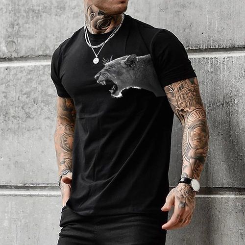 Homme T-shirt à imprimé animal - SHEIN - Modalova
