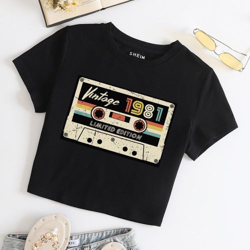 T-shirt court à imprimé cassette audio - SHEIN - Modalova