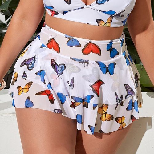 Bas de bikini à imprimé papillon avec jupe de plage - SHEIN - Modalova