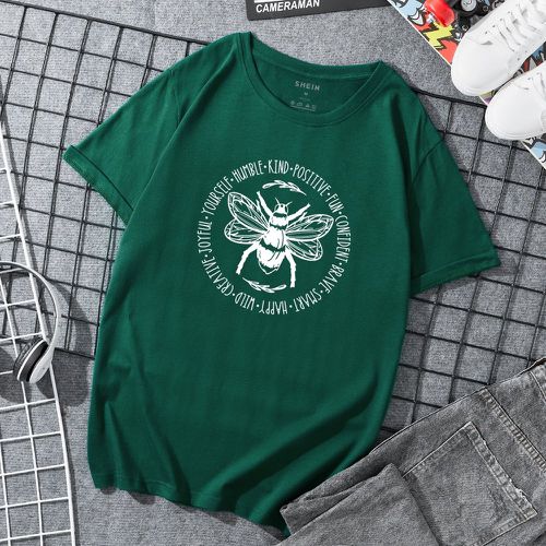 T-shirt à motif d'insecte et de lettres - SHEIN - Modalova