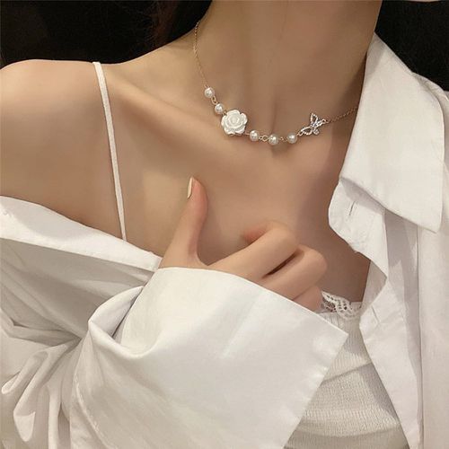 Collier fleur & à fausse perle - SHEIN - Modalova