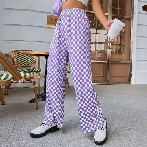 Pantalon ample à damier taille élastique - SHEIN - Modalova