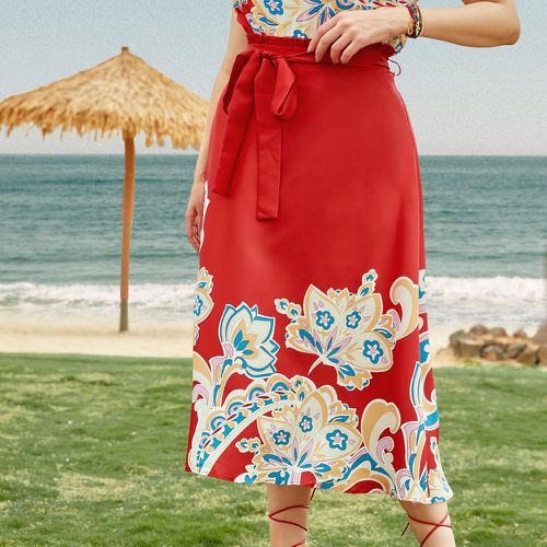 Jupe taille haute à imprimé floral ceinturée - SHEIN - Modalova