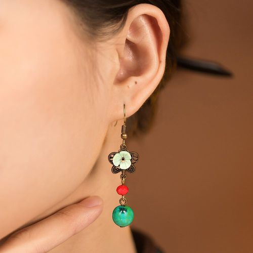 Pendants d'oreilles fleur & turquoise - SHEIN - Modalova