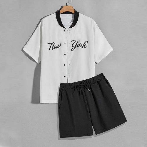 Chemise à lettres à col base-ball & Short à cordon (sans t-shirt) - SHEIN - Modalova
