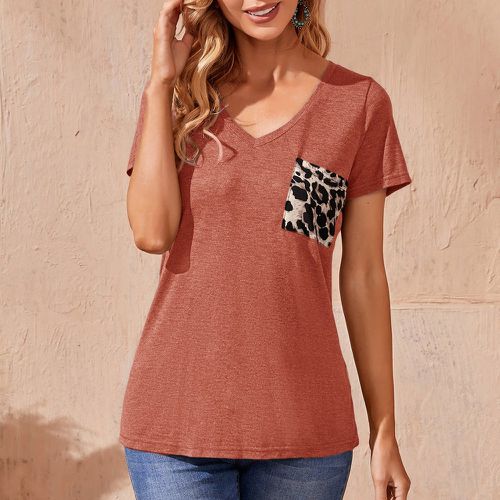 T-shirt avec poche avec motif léopard - SHEIN - Modalova