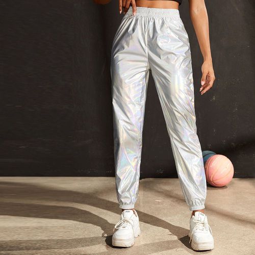 Pantalon de sport réfléchissant holographique taille élastique - SHEIN - Modalova