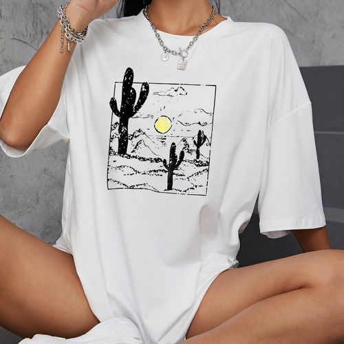 T-shirt oversize à imprimé cactus - SHEIN - Modalova