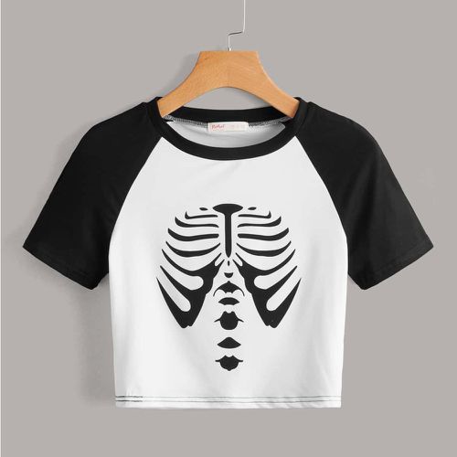 T-shirt à imprimé squelette manches raglan - SHEIN - Modalova