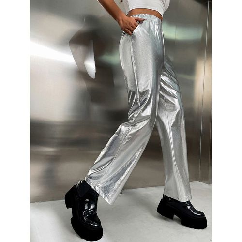 Pantalon droit taille haute métallique - SHEIN - Modalova