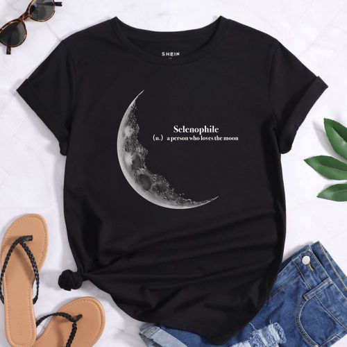 T-shirt à motif lune et slogan - SHEIN - Modalova