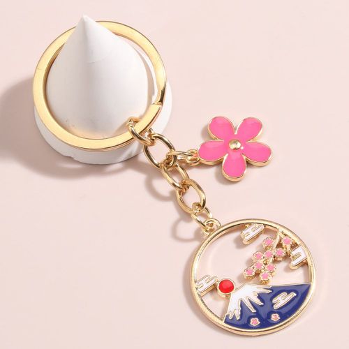 Porte-clés à détail de fleur à pendentif rond - SHEIN - Modalova