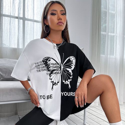 T-shirt à motif slogan et papillon - SHEIN - Modalova