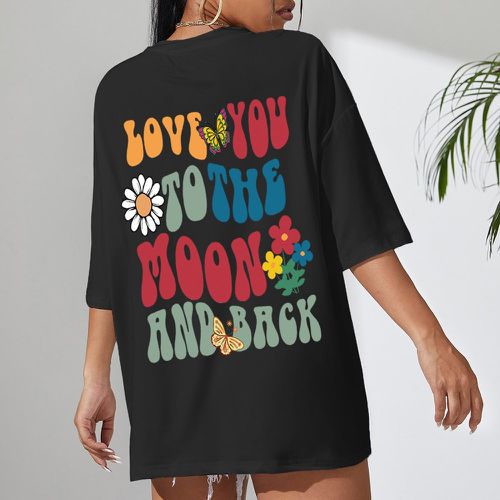 T-shirt à imprimé slogan et floral - SHEIN - Modalova