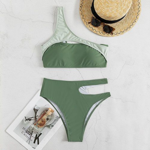 Bikini bicolore asymétrique découpe - SHEIN - Modalova
