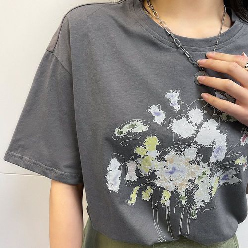 T-shirt abstrait à imprimé floral - SHEIN - Modalova