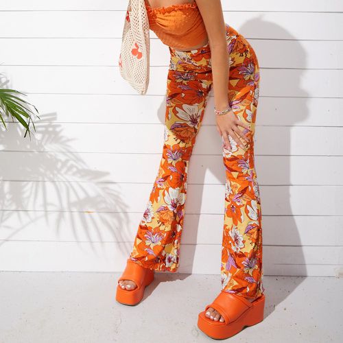 Pantalon évasé l'années 90 taille haute à imprimé floral - SHEIN - Modalova