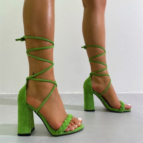 Sandales à talons épais à nœud design à détail tressé - SHEIN - Modalova