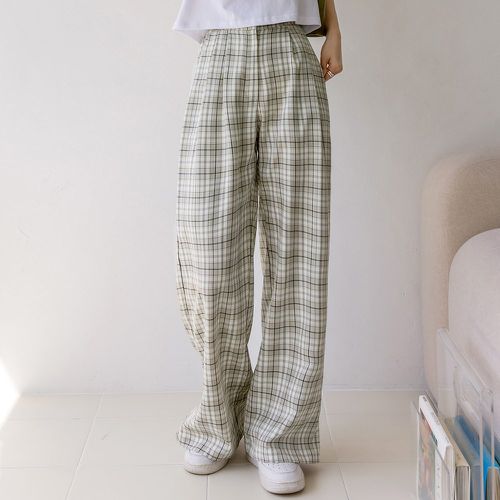 Pantalon à carreaux à poches - SHEIN - Modalova