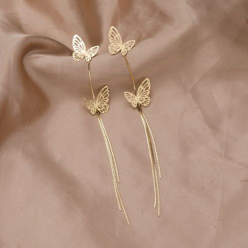 Pendants d'oreilles papillon & à franges en métal - SHEIN - Modalova