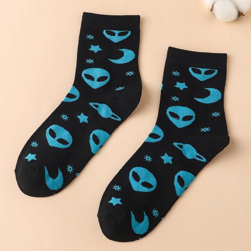 Chaussettes à imprimé lune et alien - SHEIN - Modalova