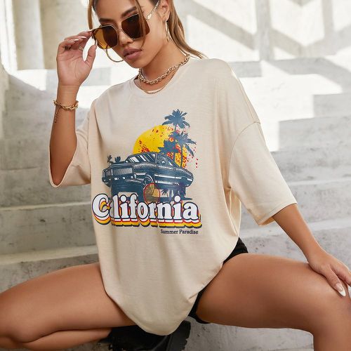 T-shirt style occidental à motif voiture et lettre - SHEIN - Modalova