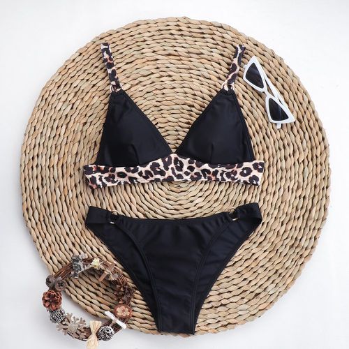 Bikini léopard ruban à lien anneau - SHEIN - Modalova