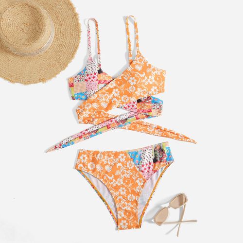 Bikini patchwork croisé - SHEIN - Modalova
