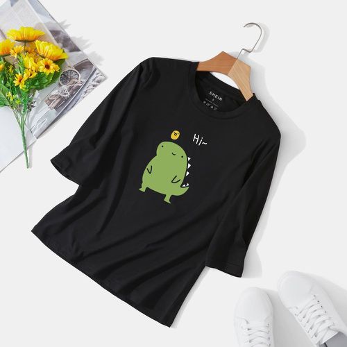 T-shirt à imprimé dinosaure et lettre - SHEIN - Modalova