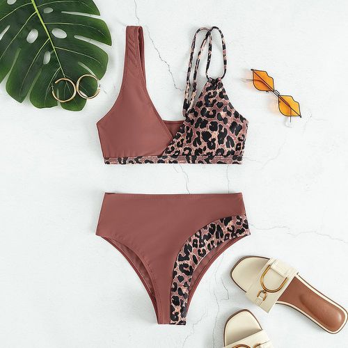 Bikini léopard à col asymétrique - SHEIN - Modalova