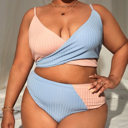 Bikini à blocs de couleurs croisé taille haute - SHEIN - Modalova