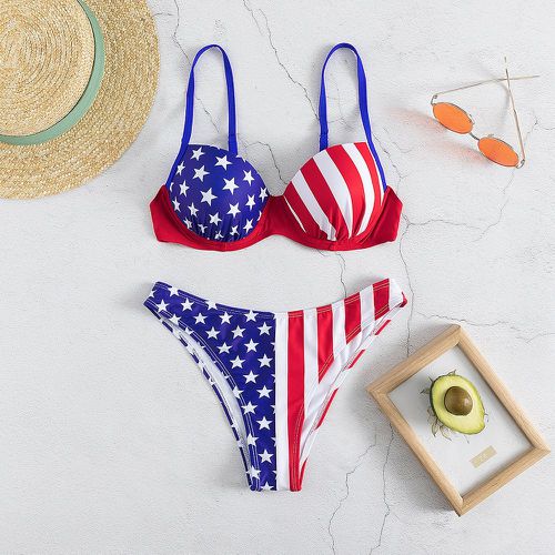 Bikini push-up à imprimé drapeau américain - SHEIN - Modalova