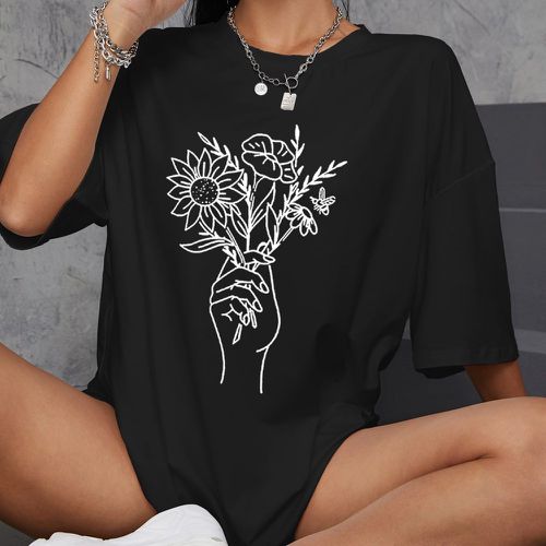 T-shirt oversize fleuri et main - SHEIN - Modalova