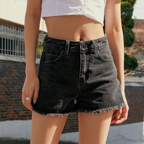 Short en jean à ourlet effiloché à poches (sans ceinture) - SHEIN - Modalova