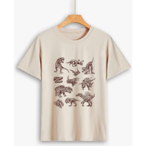 T-shirt à imprimé dinosaure col rond - SHEIN - Modalova