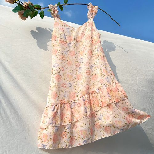 Robe à fines brides à imprimé floral à plis - SHEIN - Modalova