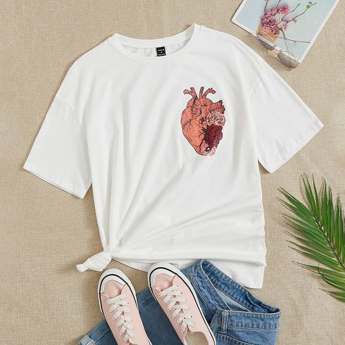 T-shirt fleuri à imprimé cœur - SHEIN - Modalova